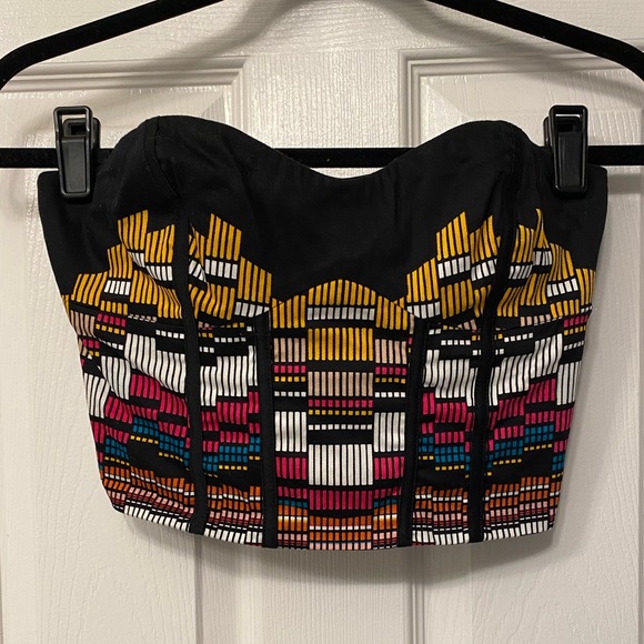 bebe. Multi Color Corset Crop Top. Size Small. 🖤🩷🧡💛💙 - Picture 4 of 15